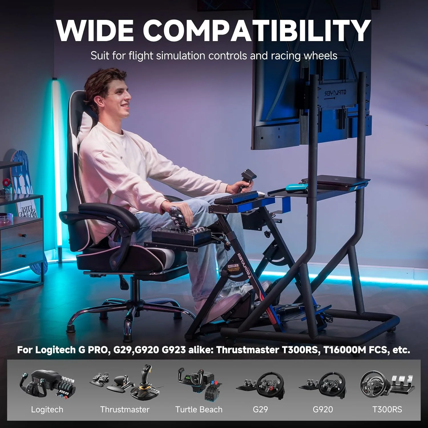 Flight & Racing Simulator Stand, Foldable Gaming Cockpit - Image 5