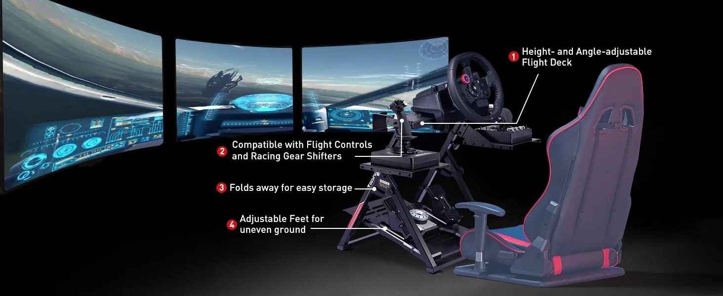 Flight & Racing Simulator Stand, Foldable Gaming Cockpit - Image 6