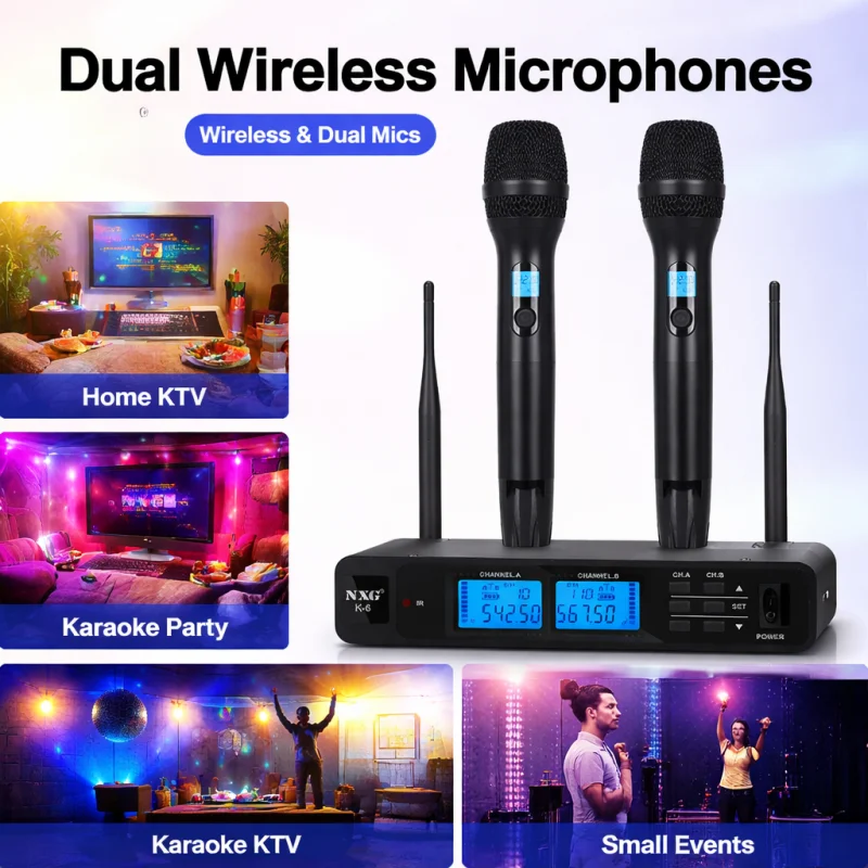 K-6 Dual Handheld Professional Wireless Microphone System, - Image 2