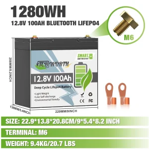 12V 100Ah LiFePO4 Lithium Battery