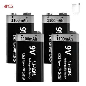 USB 9V Rechargeable Battery 1100mAh Type-C - Thumbnail Image 3