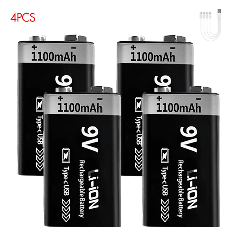 USB 9V Rechargeable Battery 1100mAh Type-C - Image 3