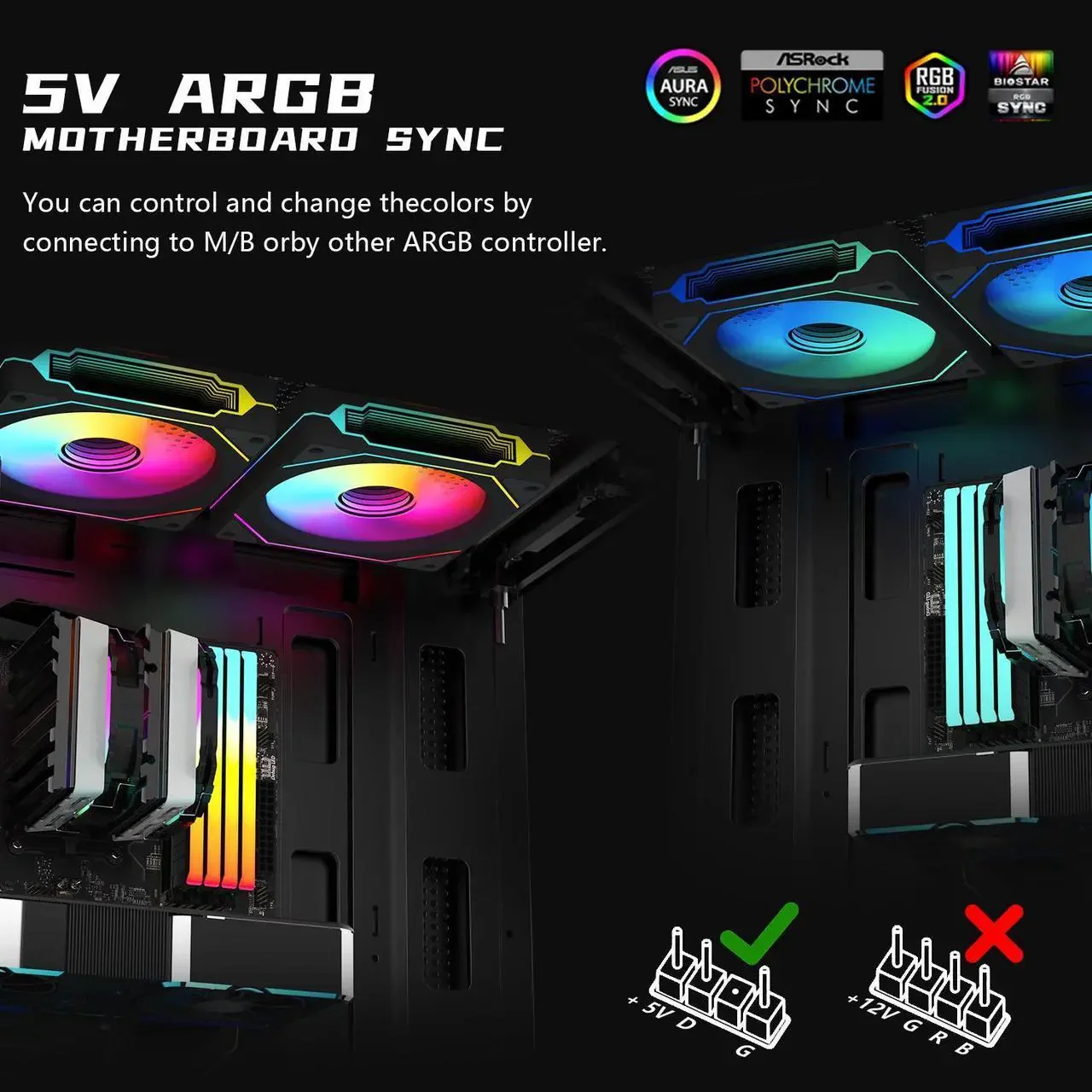 Fans:6 pack 120mm PWM ARGB Case Fan with Fan Hub - Image 4