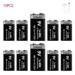 9V Rechargeable Battery 1100mAh USB Type-C Rechargeable - Thumbnail Image 6