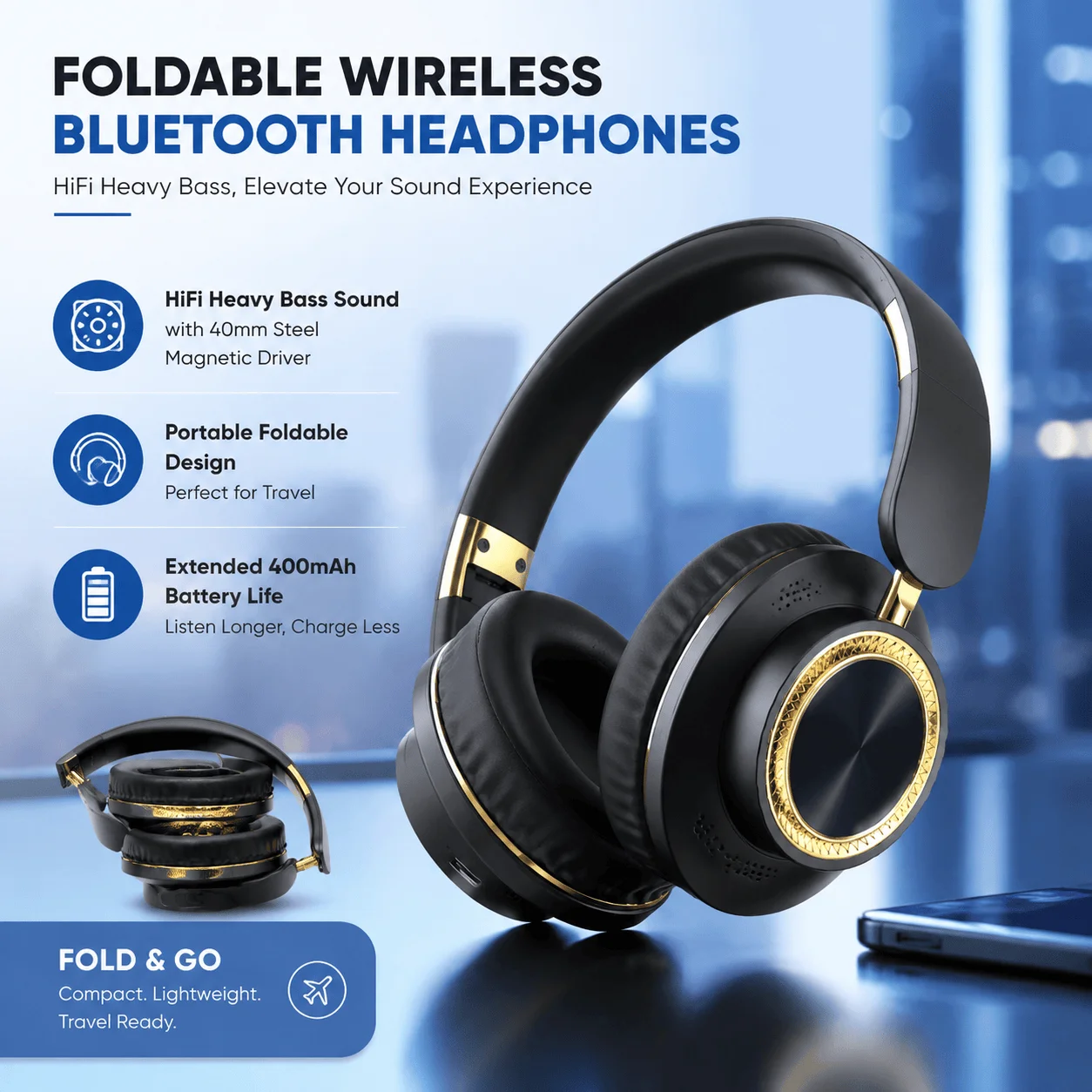 Foldable Bluetooth Headphones - Image 1