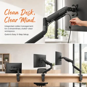 Single Monitor Arm 13-34"Adjustable Gas Spring Arm, - Thumbnail Image 5