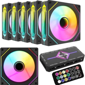 Fans:6 pack 120mm PWM ARGB Case Fan with Fan Hub