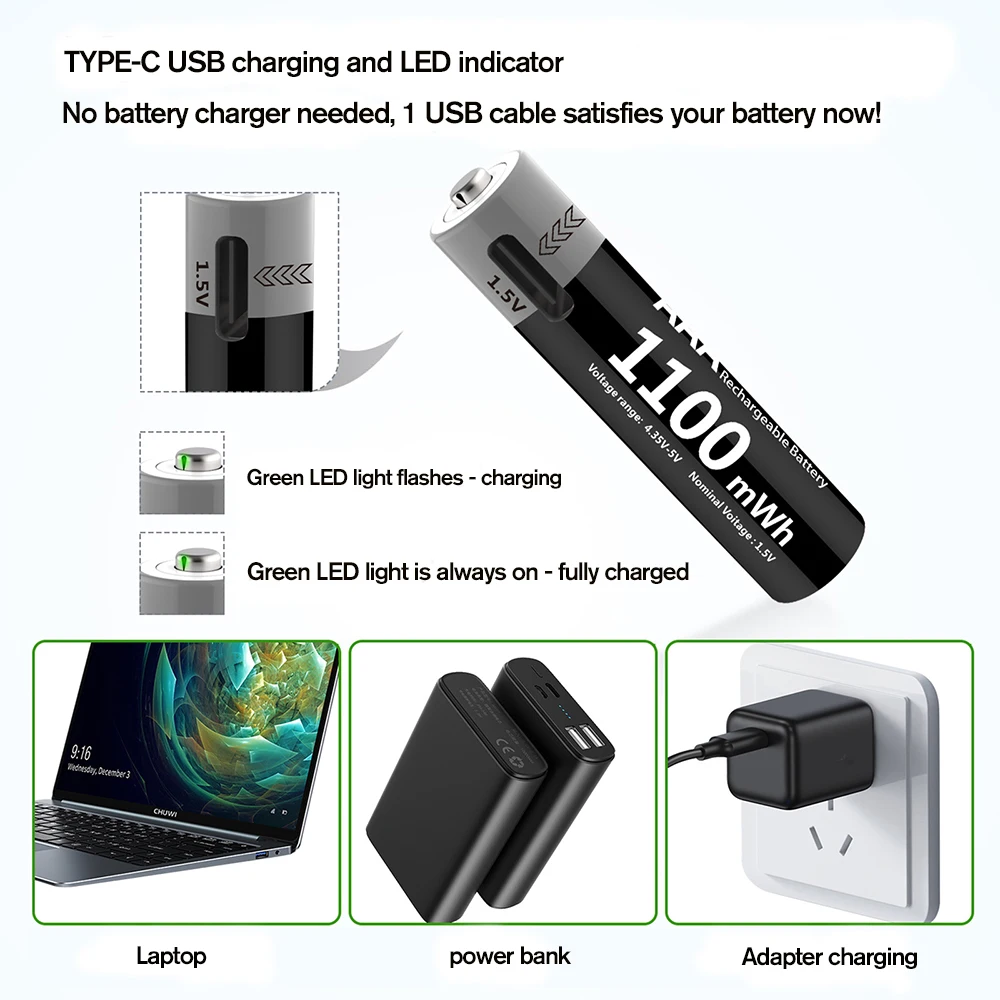 1.5V 1100mWh AAA Rechargeable Battery - Image 4