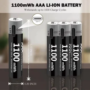 1.5V 1100mWh AAA Rechargeable Battery - Thumbnail Image 2