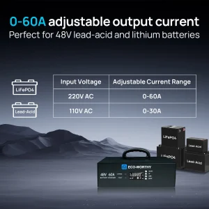 48V 60A Lithium Battery Charger, Adjustable Voltage - Thumbnail Image 4