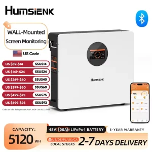 48V 100Ah LiFePO4 Battery WALL-Mounted Bluetooth