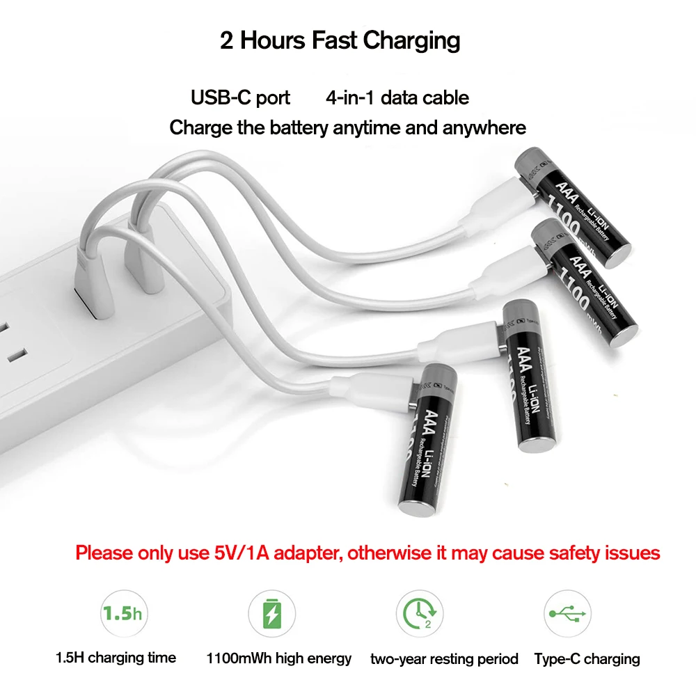 1.5V 1100mWh AAA Rechargeable Battery - Image 3