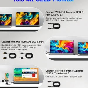 Portable Monitor 13.3" IPS HDMI Extenal Screen - Thumbnail Image 4