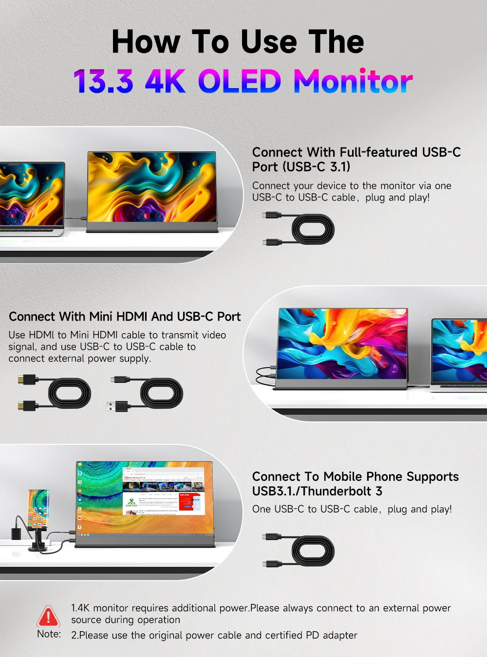 Portable Monitor 13.3" IPS HDMI Extenal Screen - Image 4