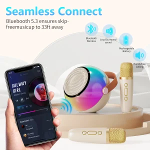 Portable Bluetooth Speaker with 2 Wireless Microphones - Thumbnail Image 1