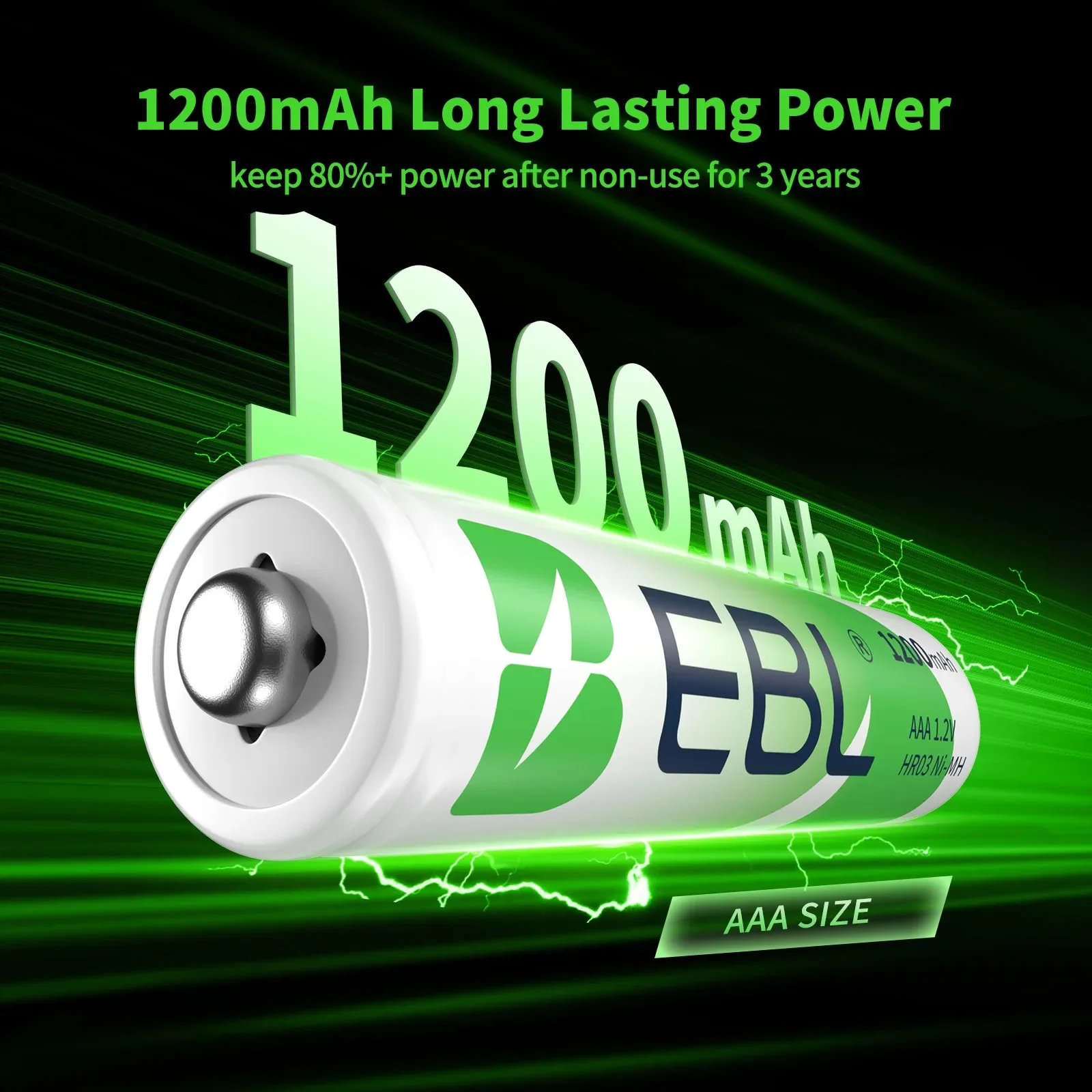 EBL 1200mah 1.2V AAA Rechargeable Batteries - Image 4