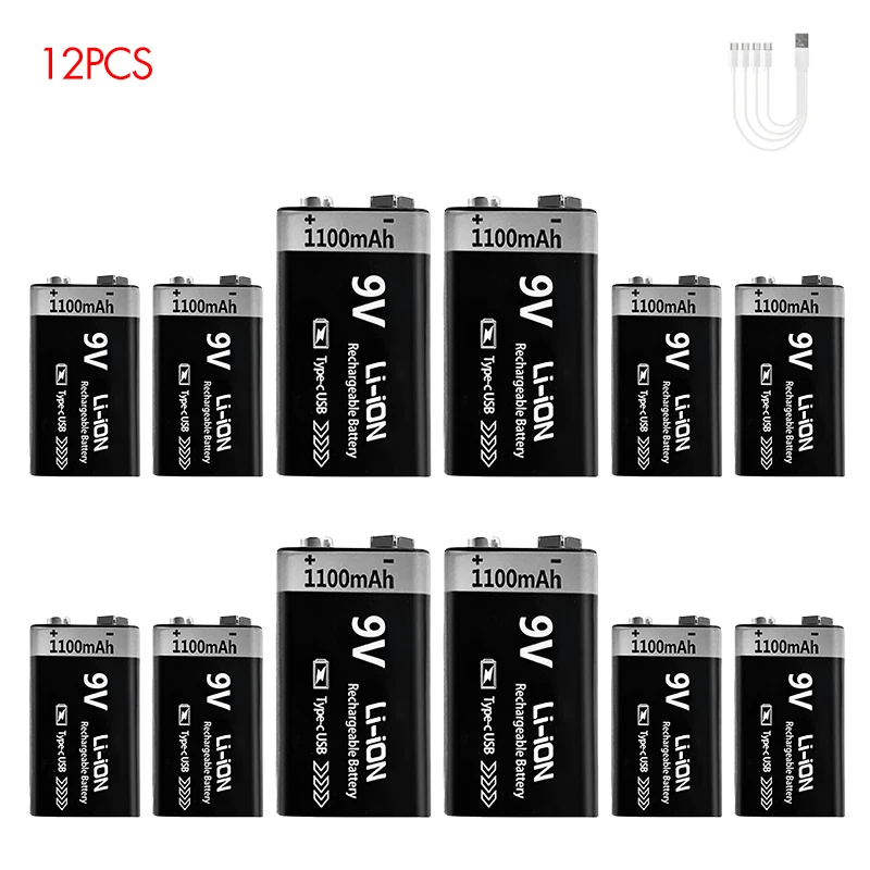 9V Rechargeable Battery 1100mAh USB Type-C Rechargeable - Image 5