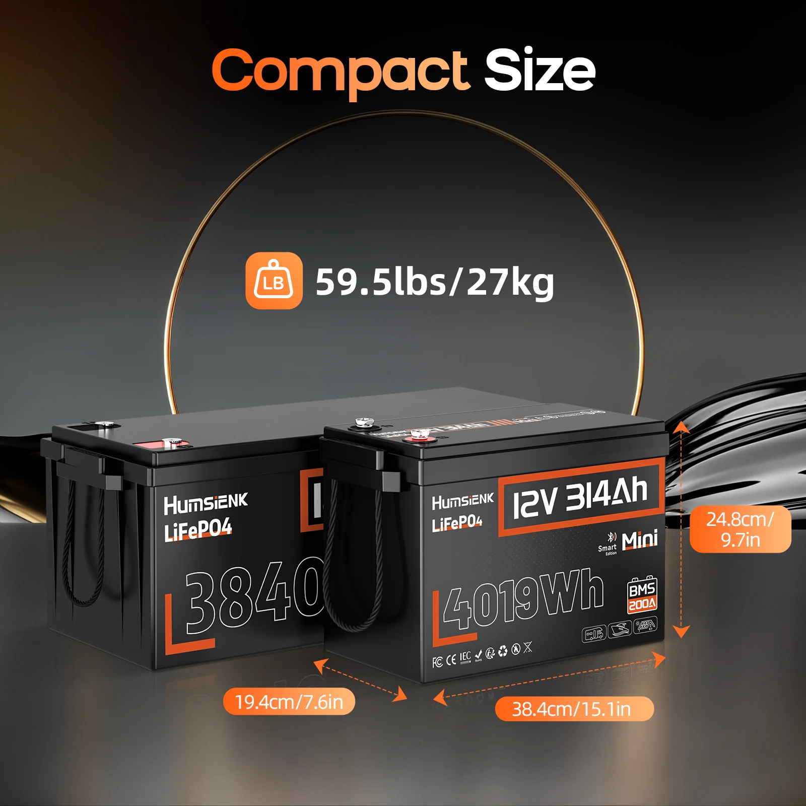 12V 314Ah LiFePO4 Battery, Capacity 4019Wh, Size MINI - Image 6