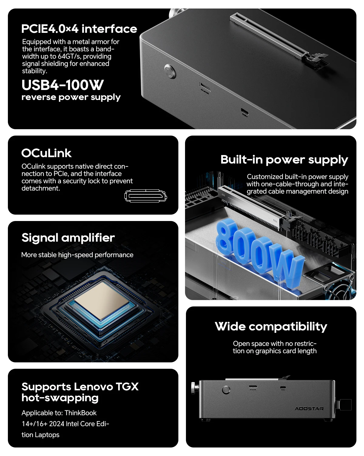 AG02 EGPU Dock & OCulink USB4 PorBuilt-in Huntkey - Image 4