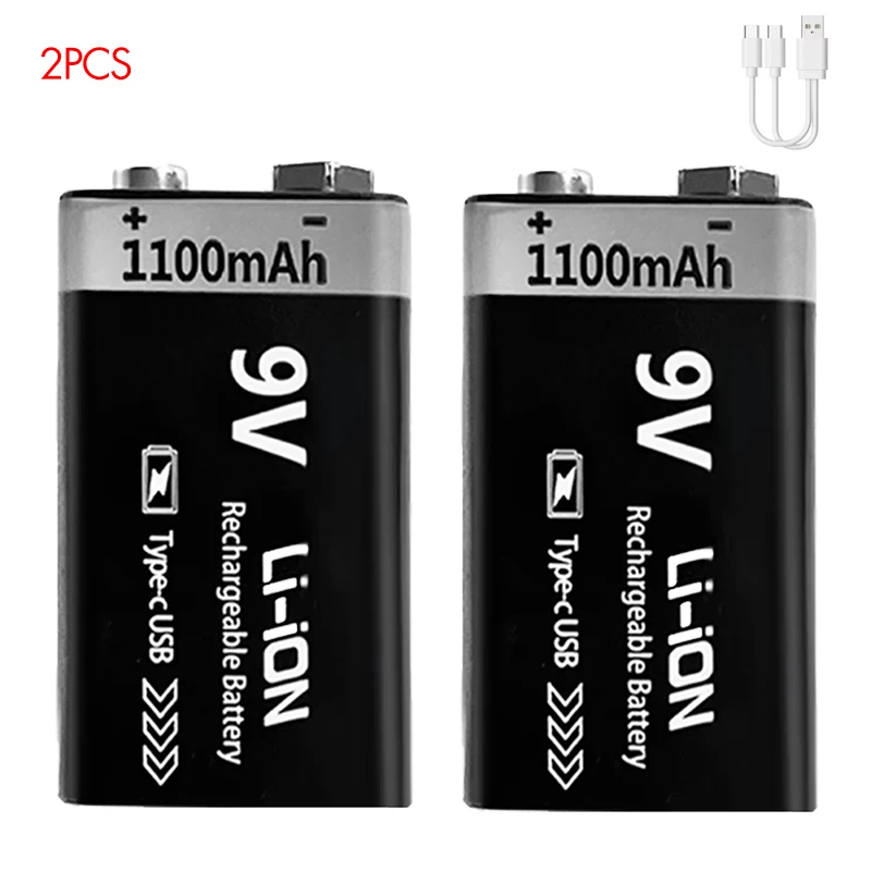 USB 9V Rechargeable Battery 1100mAh Type-C - Image 1