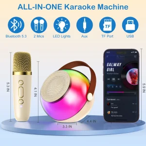 Portable Bluetooth Speaker with 2 Wireless Microphones - Thumbnail Image 5