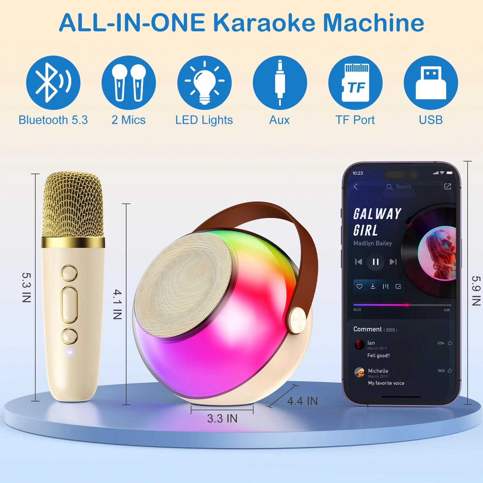 Portable Bluetooth Speaker with 2 Wireless Microphones - Image 5