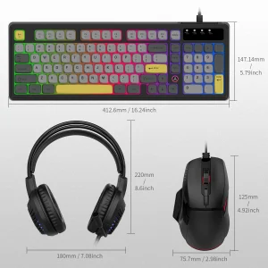 AJAZZ AT120 Wired Keyboard Mouse and Headset - Thumbnail Image 3