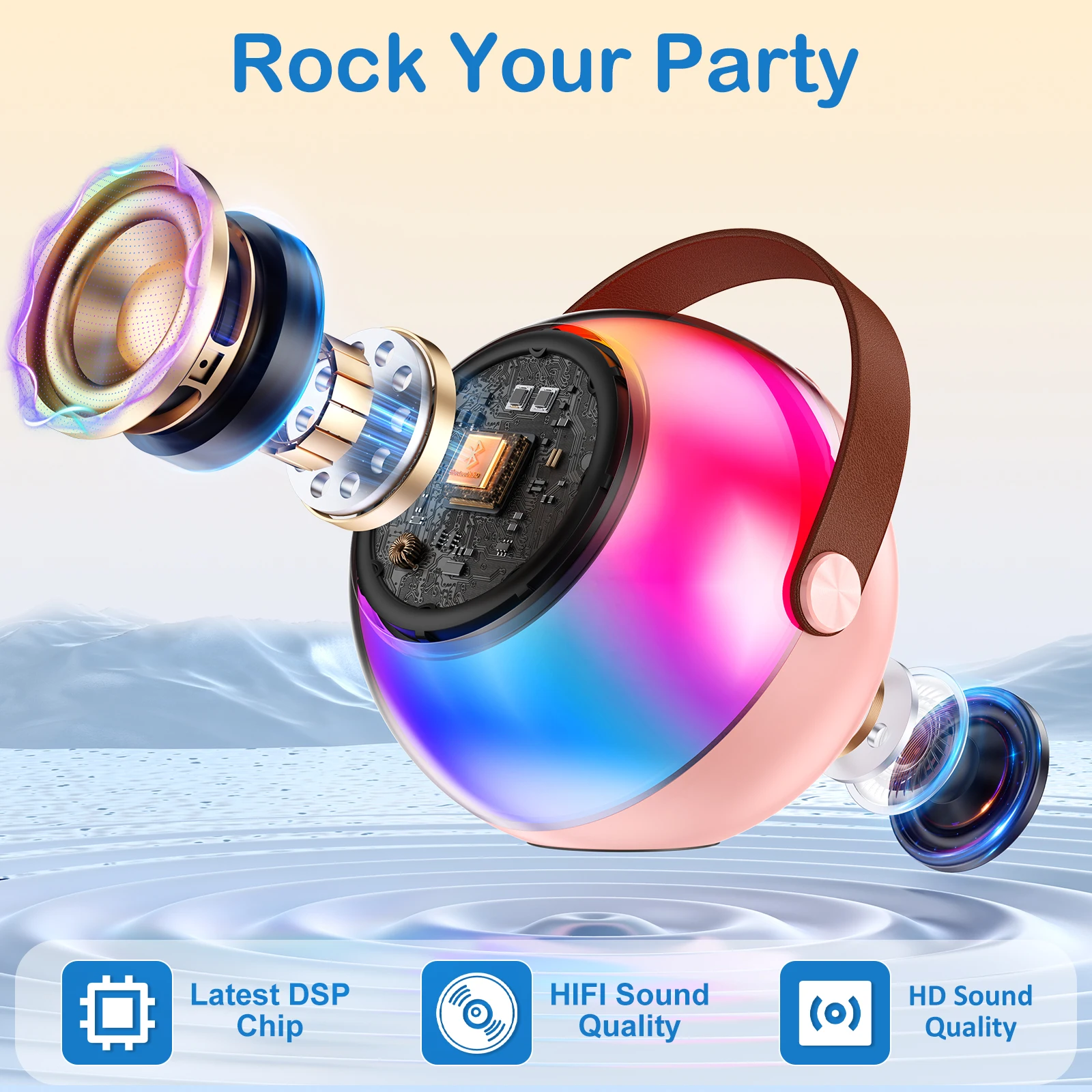 Portable Bluetooth Speaker with 2 Wireless Microphones - Image 2